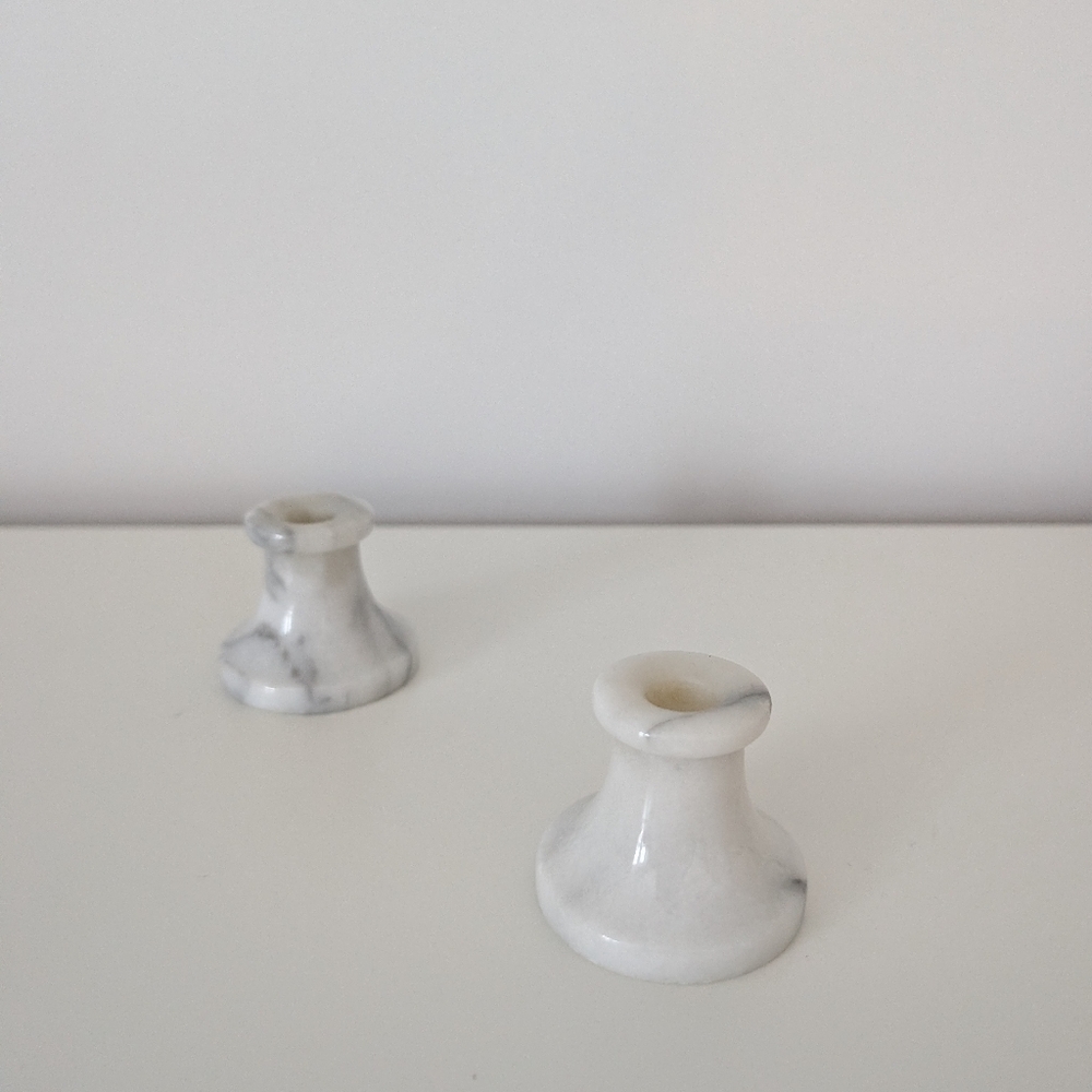 Vintage Mid Century Modern Marble Candlestick Holders - Picture 5 of 6